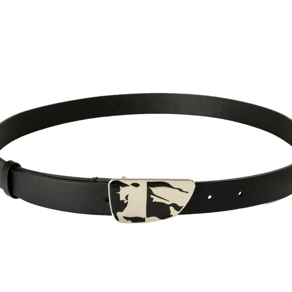 Burberry "Shield Split EKD" Black Leather Buckle Decorated Belt US 40 IT 100 - Picture 2 of 5